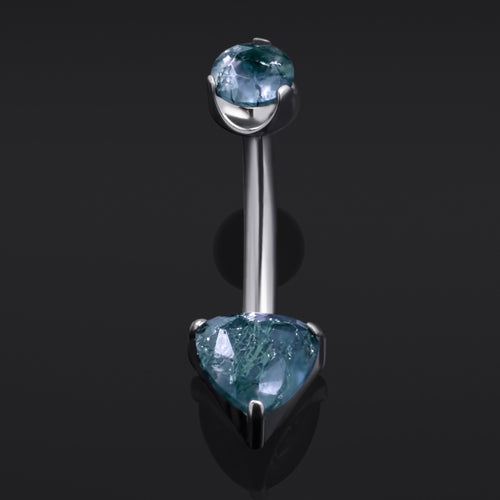 Double Moss Agate Stone Titanium Internally Threaded Bananabell 1.6mm Gauge