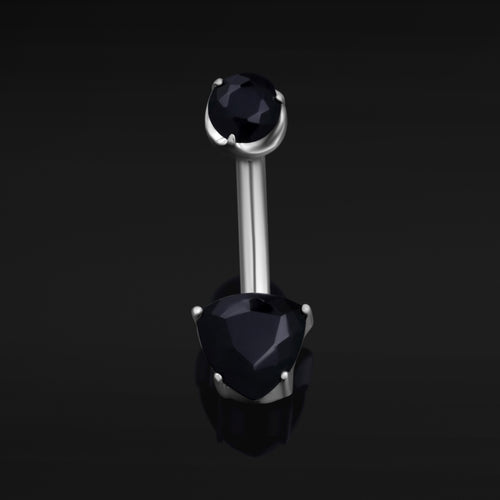 Titan-Bananabell mit klarem Diamant und Innengewinde, 1,6 mm Stärke, in Silber