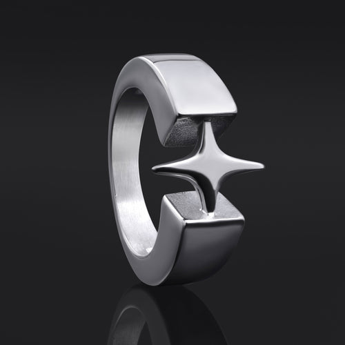 Silver Steel Star Ring