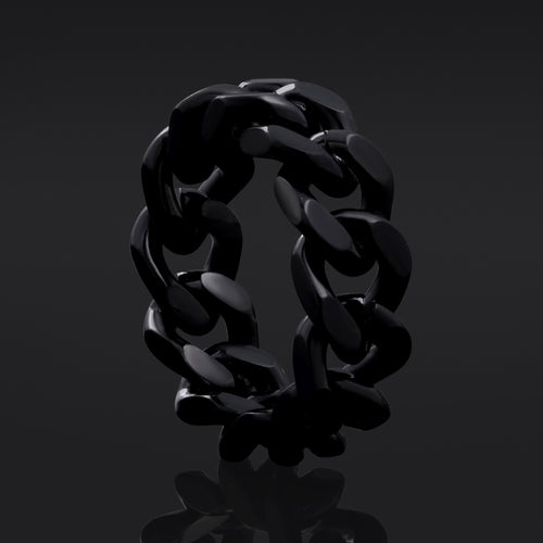 Black Steel Chain Link Ring