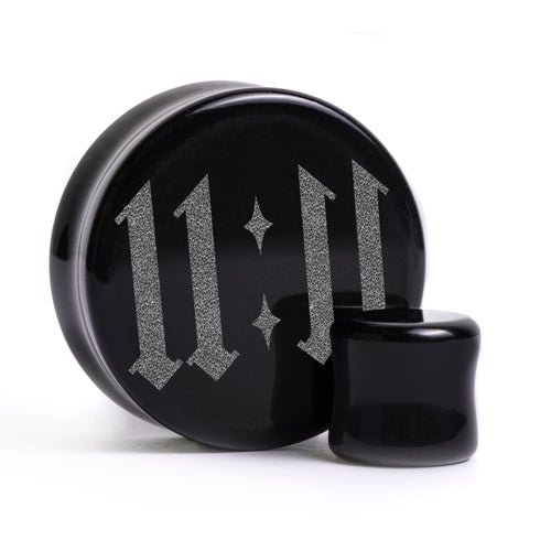 11:11 Plug / Gauge - Black Glass | Flat Faced Double Flare
