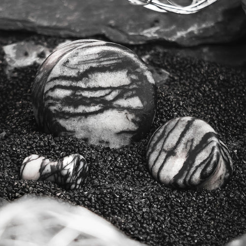 Black Net Jasper Stone Plug / Gauge