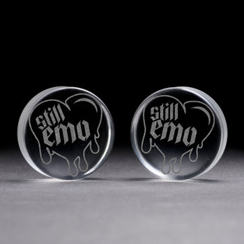 Noch Emo Tropfendes Herz Plug / Gauge - Klares Glas | Flache Gesichts-Doppelkonische Ausweitung