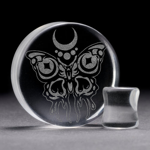 Butterfly Plug / Gauge - Clear Glass | Flat Faced Double Flare