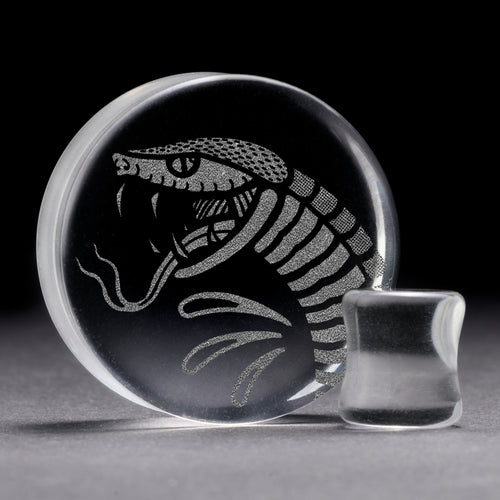 Snake Bite Plug / Gauge - Clear Glass | Flat Faced Double Flare
