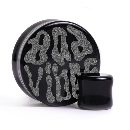 Bad Vibes Plug / Gauge - Black Glass | Flat Faced Double Flare