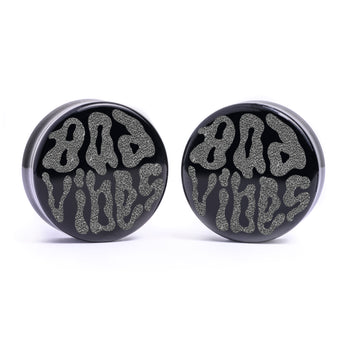 Bad Vibes Plug / Gauge - Black Glass | Flat Faced Double Flare