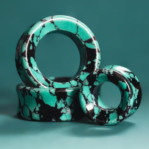 Black & Teal Turquoise Stone Tunnel
