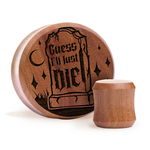 Ich werde wohl einfach sterben Grabstein Plug / Gauge - Saba Holz | Flache Doppel-Dehnungsspirale