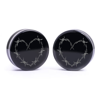 Haifischplug / gauge - Tränenschwarzglas | Doppelaufgeweitet mit flachem Gesicht