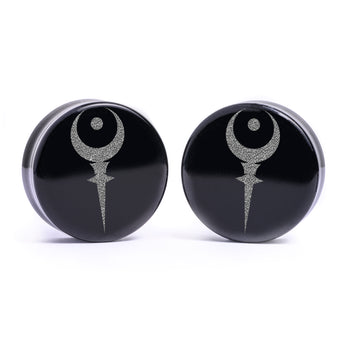 Sigil Of Hades Plug / Gauge - Black Glass | Flat Faced Double Flare