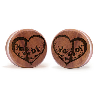 Alternative Tattooed man wearing 90er Retro Flammen Plug / Messgerät - Saba Holz | Flache Doppel-Dehnungsstäbchen