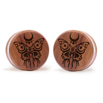 Butterfly Plug / Gauge - Saba Wood | Flat Faced Double Flare
