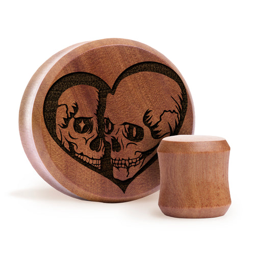 Bis zum Tod Skelett Plug / Lehre - Saba Holz | Flache Doppel-Dehnungsstäbe