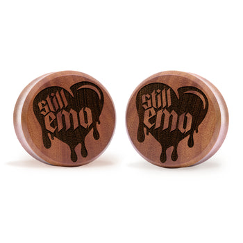 Still Emo Dripping Heart Plug / Gauge - Saba Wood | Flat Faced Double Flare