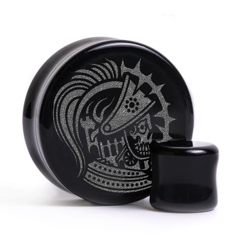 Cursed Knight Plug / Gauge - Black Glass | Flat Faced Double Flare