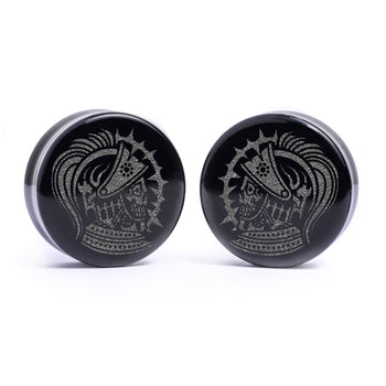 Cursed Knight Plug / Gauge - Black Glass | Flat Faced Double Flare