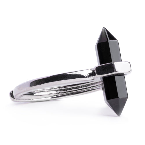 Silver & Black Obsidian Crystal Ring