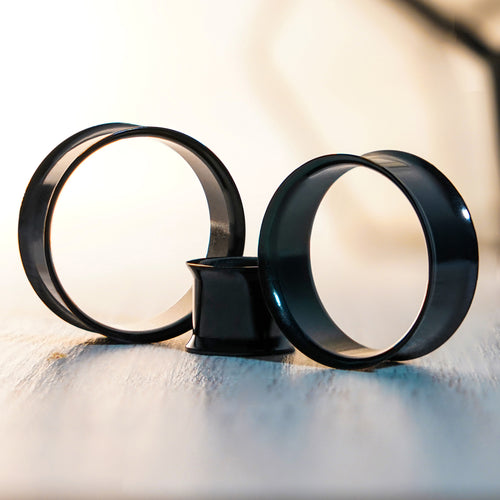 Black Double Flare Stainless Steel Tunnel