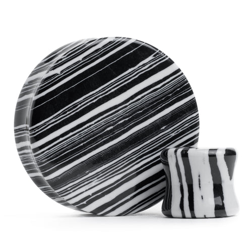Schwarz & Weiß Line Stone Plug / Gauge