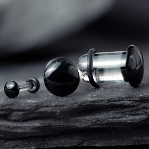 Clear & Black Single Flare Glass Plug / Gauge