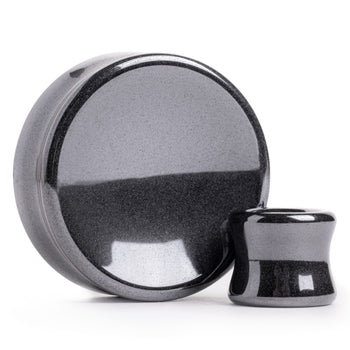 Gothic Black V Saddle Metal Ear Gauge / Plug