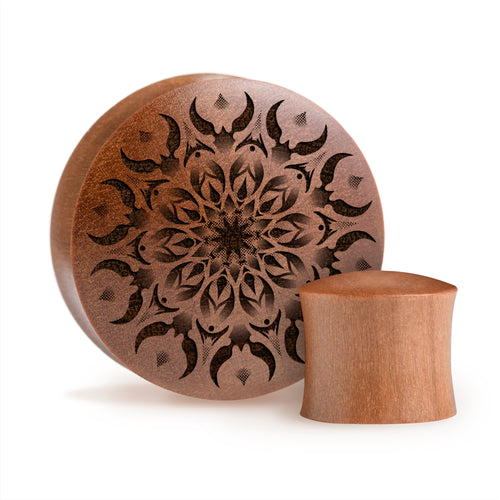 Faded Mandala Plug / Gauge - Saba Wood | Convex Double Flare