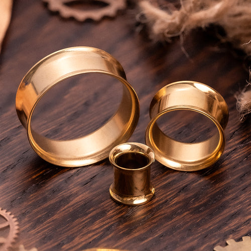 Gold Double Flare Stainless Steel Tunnel