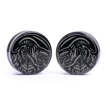 Alien Xenomorph Plug / Gauge - Black Glass | Flat Faced Double Flare