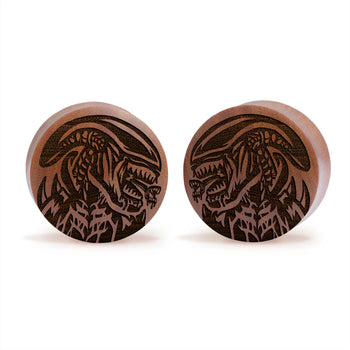 Alien Xenomorph Plug / Gauge - Saba Wood | Convex Double Flare