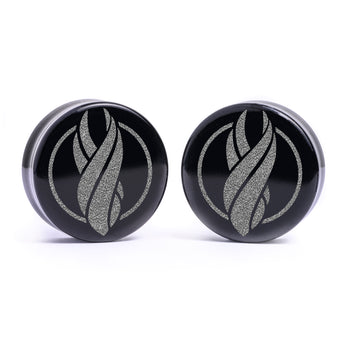 Dead Space Marker Symbol Plug / Gauge - Black Glass | Flat Faced Double Flare