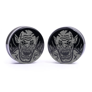 Orc Plug / Gauge - Schwarzes Glas | Flache Doppelflare