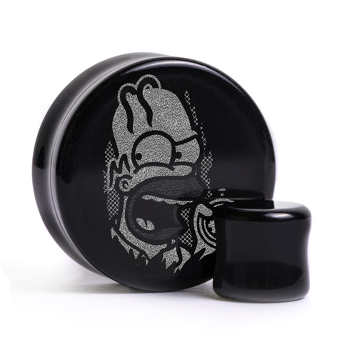 Shining Homer Plug / Dehnungsstab - Schwarzes Glas | Flach Gesichtiges Doppel Flare
