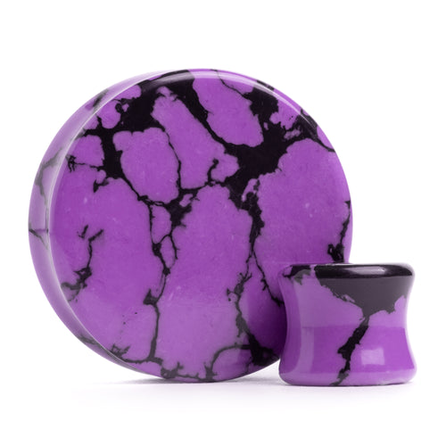 Marble Black & Purple Stone Plug / Gauge