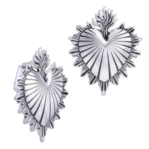 Gothic Silver Sacred Heart Earring Hangers (Pair)