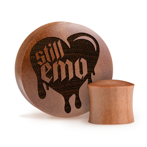 Noch Emo Tropfendes Herz Plug / Gauge - Saba Holz | Konvexe Doppelkonische Ausweitung