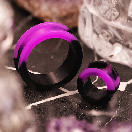 Marble Purple & Black Silicone Ear Tunnel