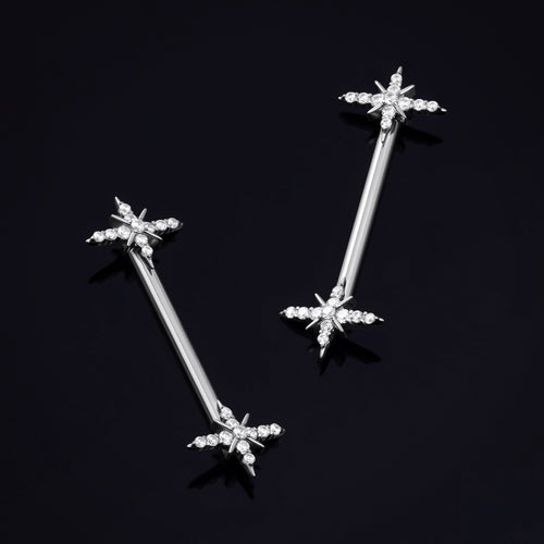 Titanium Threadless Rhinestone Sparkle Nipple Bar 1.6mm