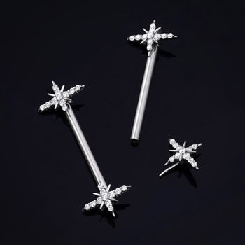 Hammered Stainless Steel Gothic Black Spiked Huggie Hoop Earrings (Pair)