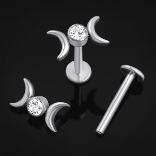 Titan-Labret-Ohrstecker mit Innengewinde, Stärke 1,2 mm, in Roségold mit Kegel