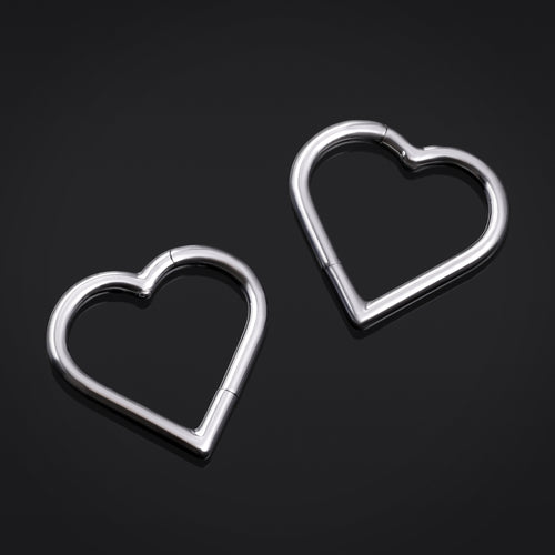 Silver Heart ASTM F136 Titanium Segment Clicker Nose Ring