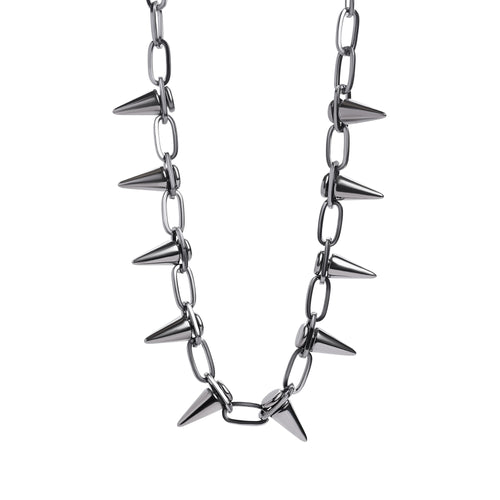Gunmetal Grey Spiked Chain Choker