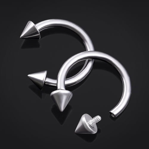 Horseshoe Barbell, Silver Cone Ends, Internal Thread, Titanium