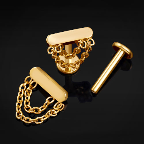 Titan-Labret-Ohrstecker mit Innengewinde, Stärke 1,2 mm, in Roségold mit Kegel
