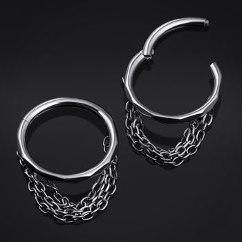 Hammered Stainless Steel Gothic Black Spiked Huggie Hoop Earrings (Pair)