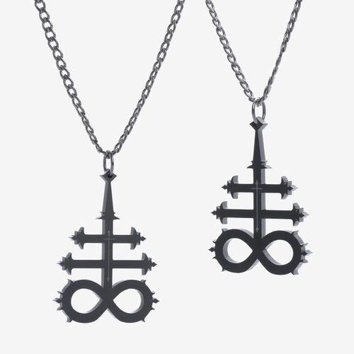 Leviathan Cross Matte Black Necklace