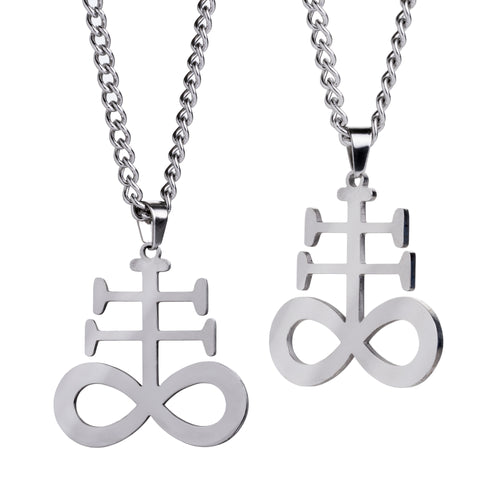 Silver Leviathan Cross Pendant Necklace