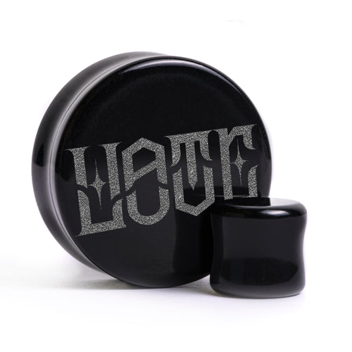 Love Hate Plug / Gauge - Black Glass | Flat Faced Double Flare