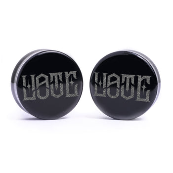 Love Hate Plug / Gauge - Black Glass | Flat Faced Double Flare