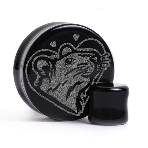 Love Rat Plug / Gauge - Black Glass | Flat Faced Double Flare